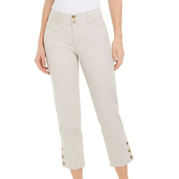 Charter Club Three-Button-Hem Capri Classic Fit Jeans Size 8 Ivory - Picture 1 of 9